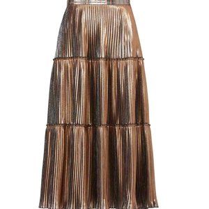 Silver & Rose Gold Midi Skirt - Nicole Miller Artelier Size 6 NWT